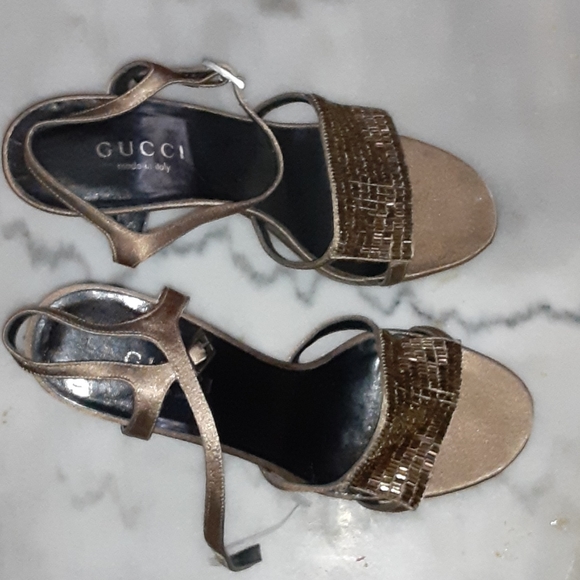 Gucci metallic PEWTER pumps size 8 made in Italy - Picture 2 of 8